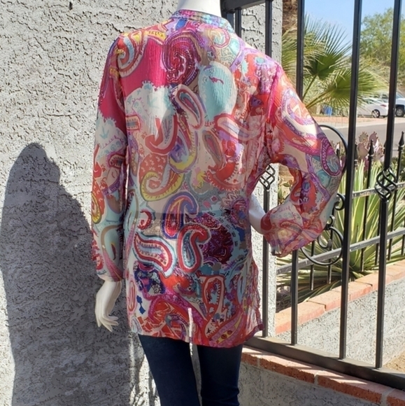 TRAVEL SMITH SHEER BLOUSE - Picture 2 of 6